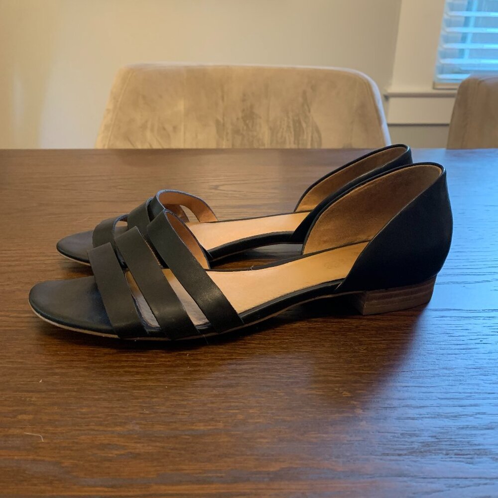 Madewell Black Leather Sandals - Strappy Flats - Size 8.5